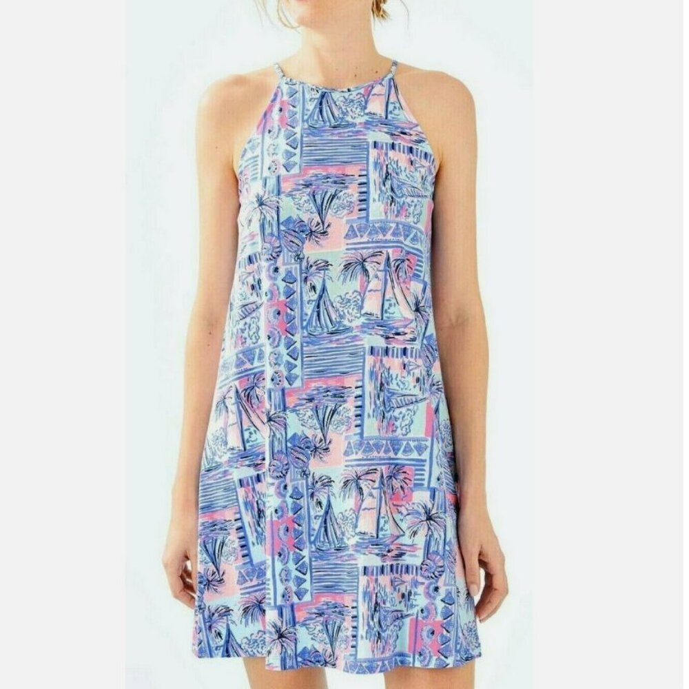 Lilly Pulitzer Margot Swing Dress in Whisper Blue Yeah Boy, Size S
